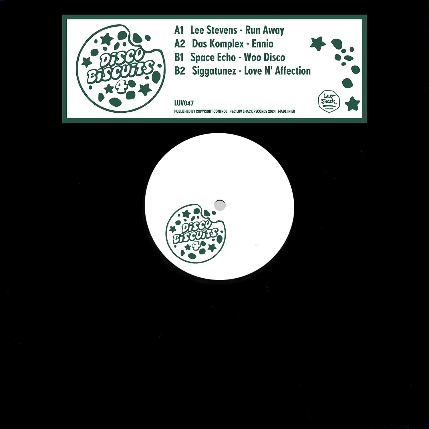 Various (Lee Stevens,Das Komplex,Space Echo - Disco Biscuits #4 (handstamped vinyl, cover sticker) : 12inch