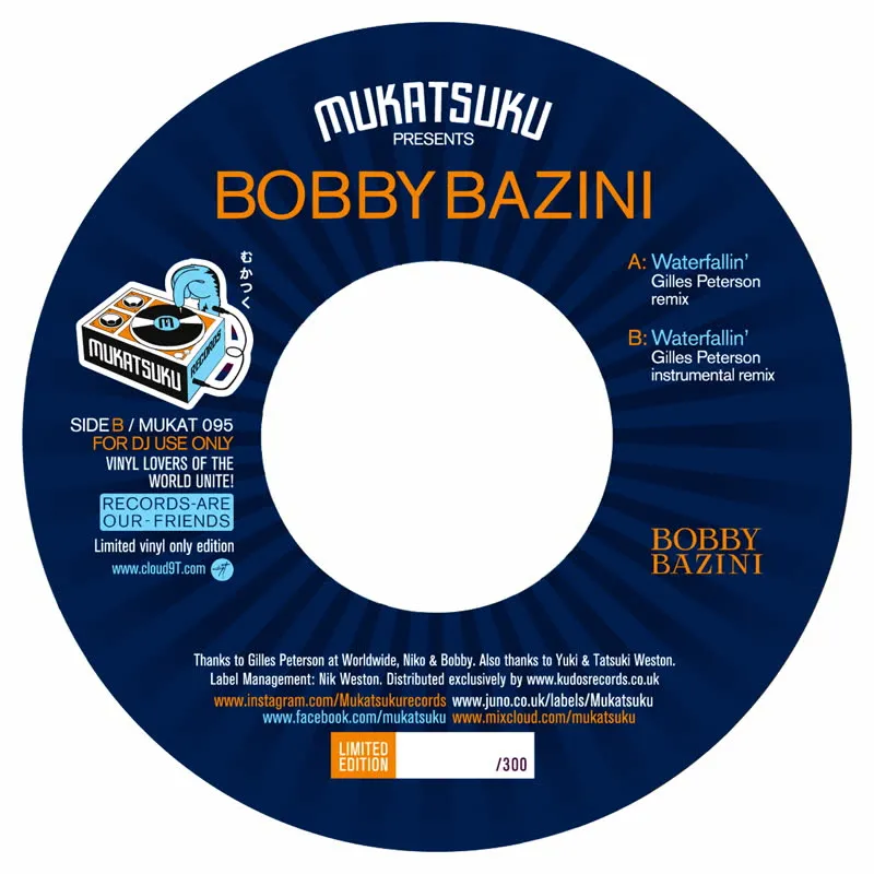 Bobby Bazini - Waterfallin' (Gilles Peterson Remix) : 7inch