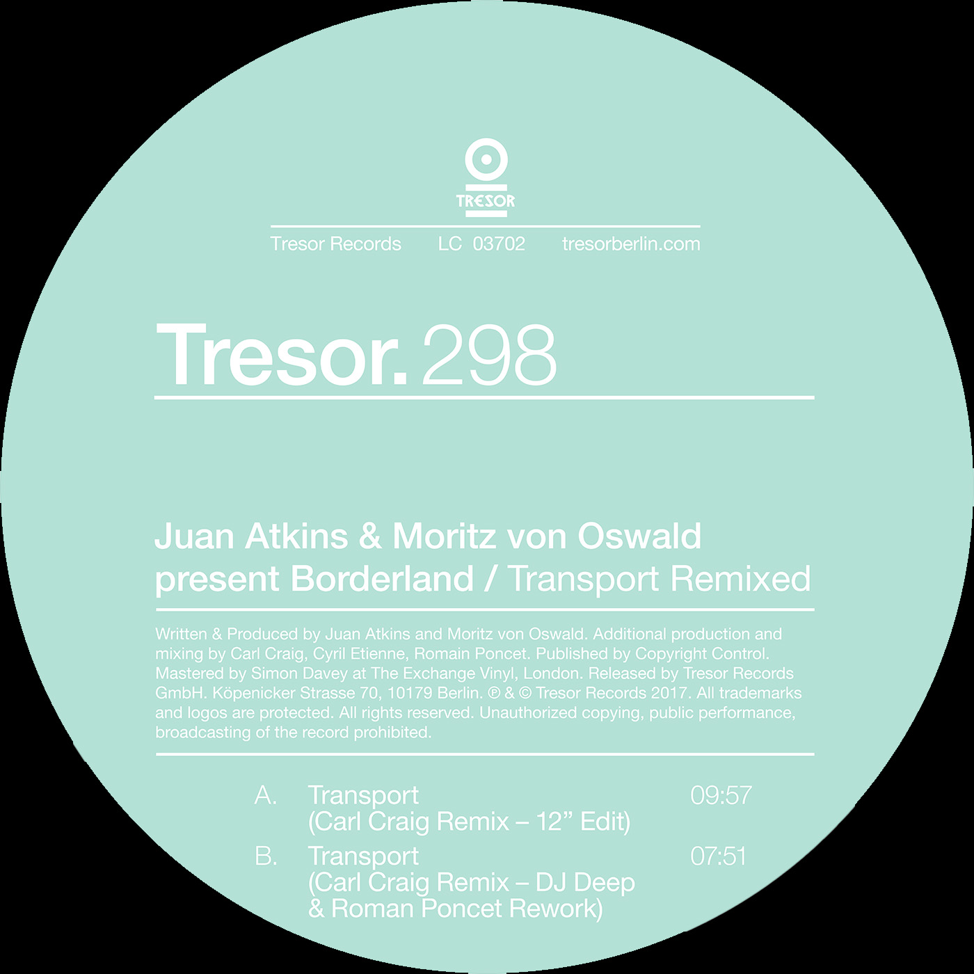 Juan Atkins & Moritz Von Oswald Presents Borderland - Transport Remixed : 12inch