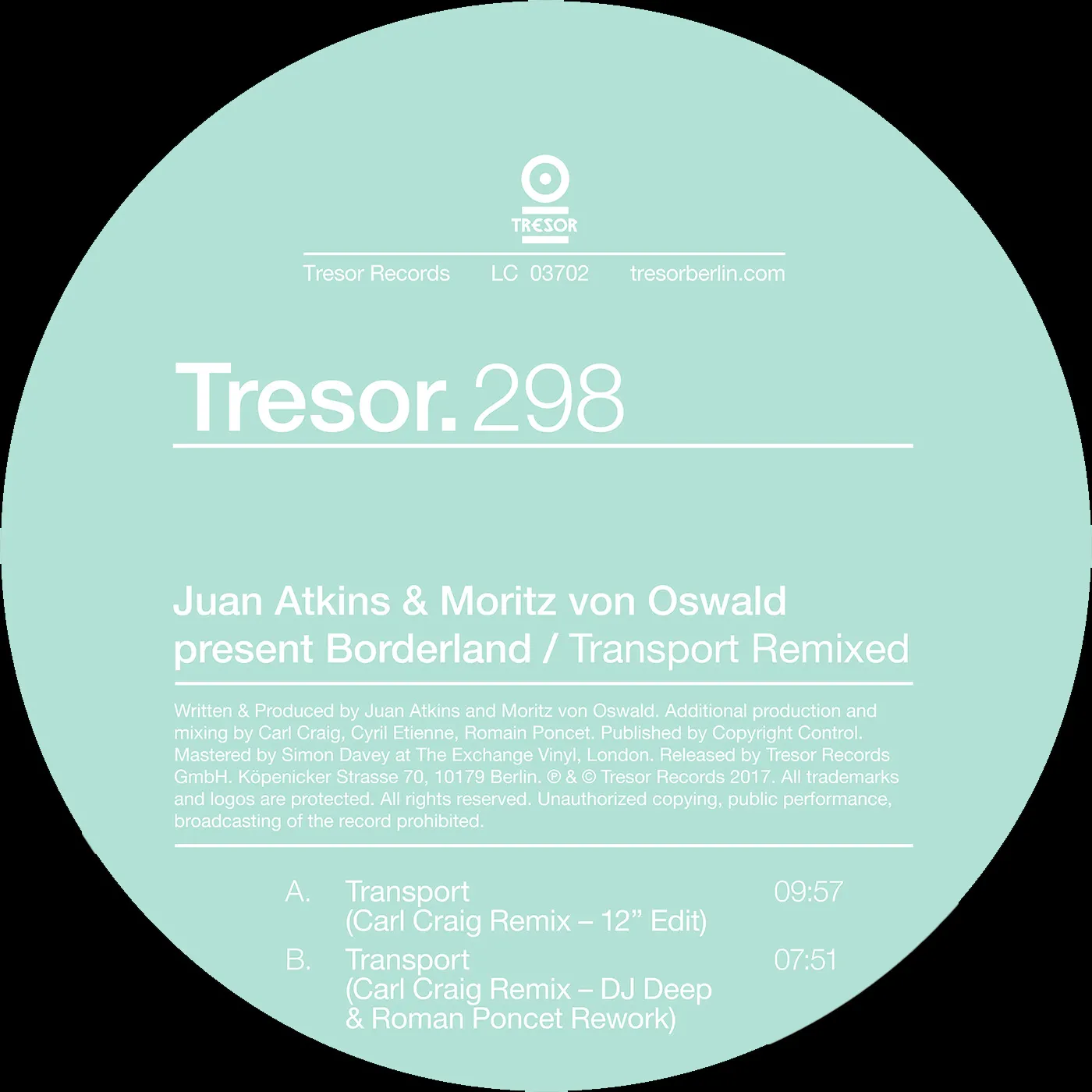 Juan Atkins & Moritz Von Oswald Presents Borderland - Transport Remixed : 12inch