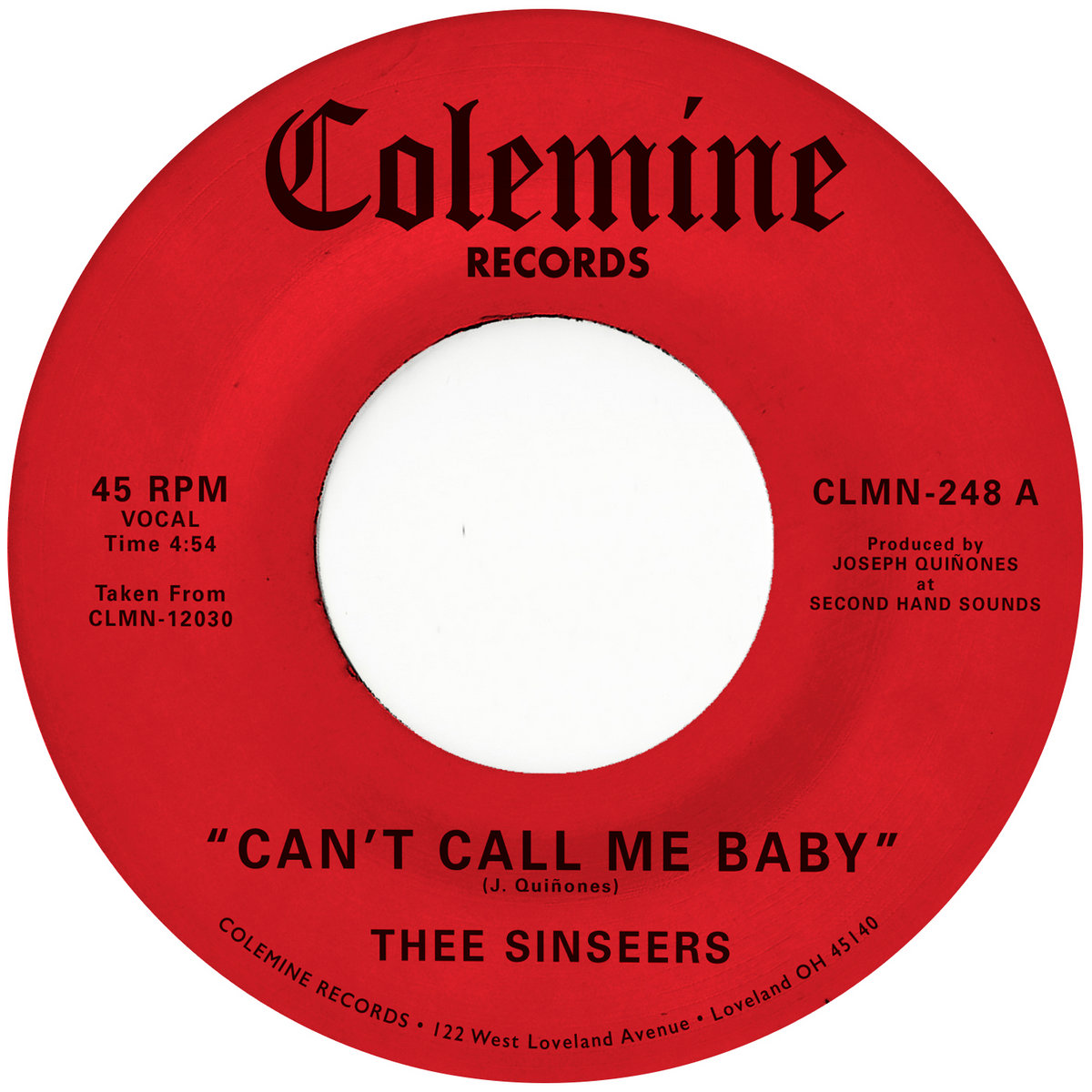 Thee Sinseers - Can't Call Me Baby / Take A Chance : 7inch