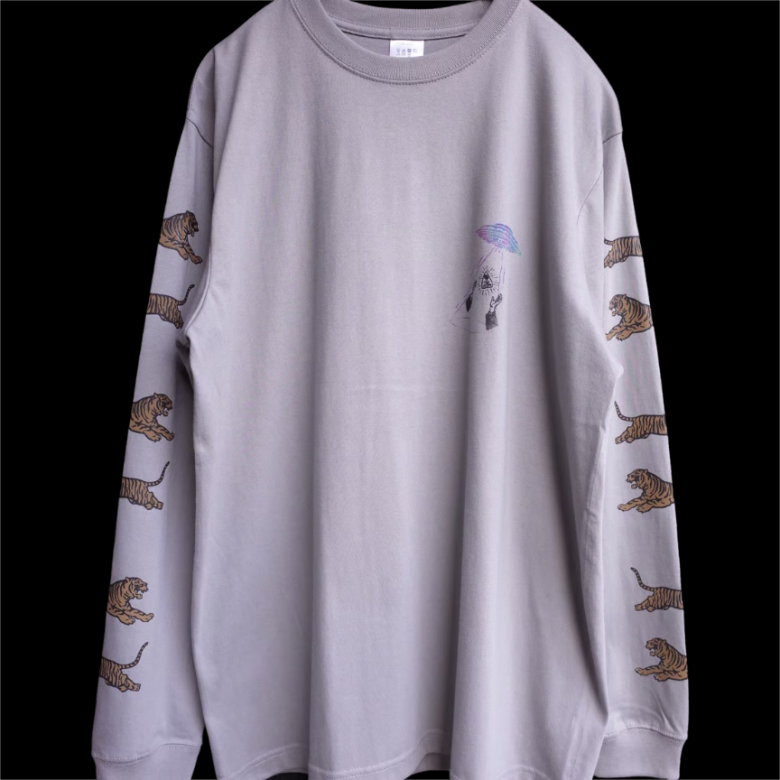 Mt.Chills - “Tiger mystery” LongSleeve StoneGry Size:L : Long Sleeve T Shirt