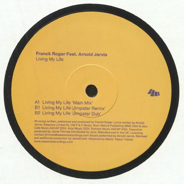 Franck Roger Feat Arnold Jarvis - Living My Life (inc Jimpster mixes) : 12inch